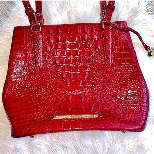 RARE!!! Gorgeous Authentic CARMINE RED Brahmin HUDSON Bucket Bag.